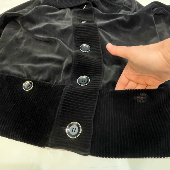 Jones New York Black Velvet Velour Large Button Tracksuit Women Size Medium - Picture 7 of 16